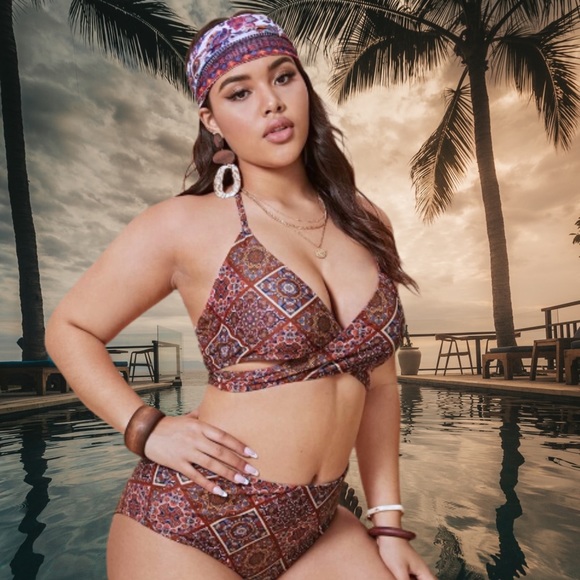 Tribal Wrap Halter Bikini, 4X - Brand New - Picture 2 of 5